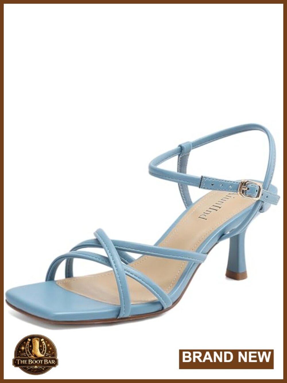 Kitten Heels, Square Open Toe Heeled Sandals, Strappy Ankle Strap, Low Heel 2.5